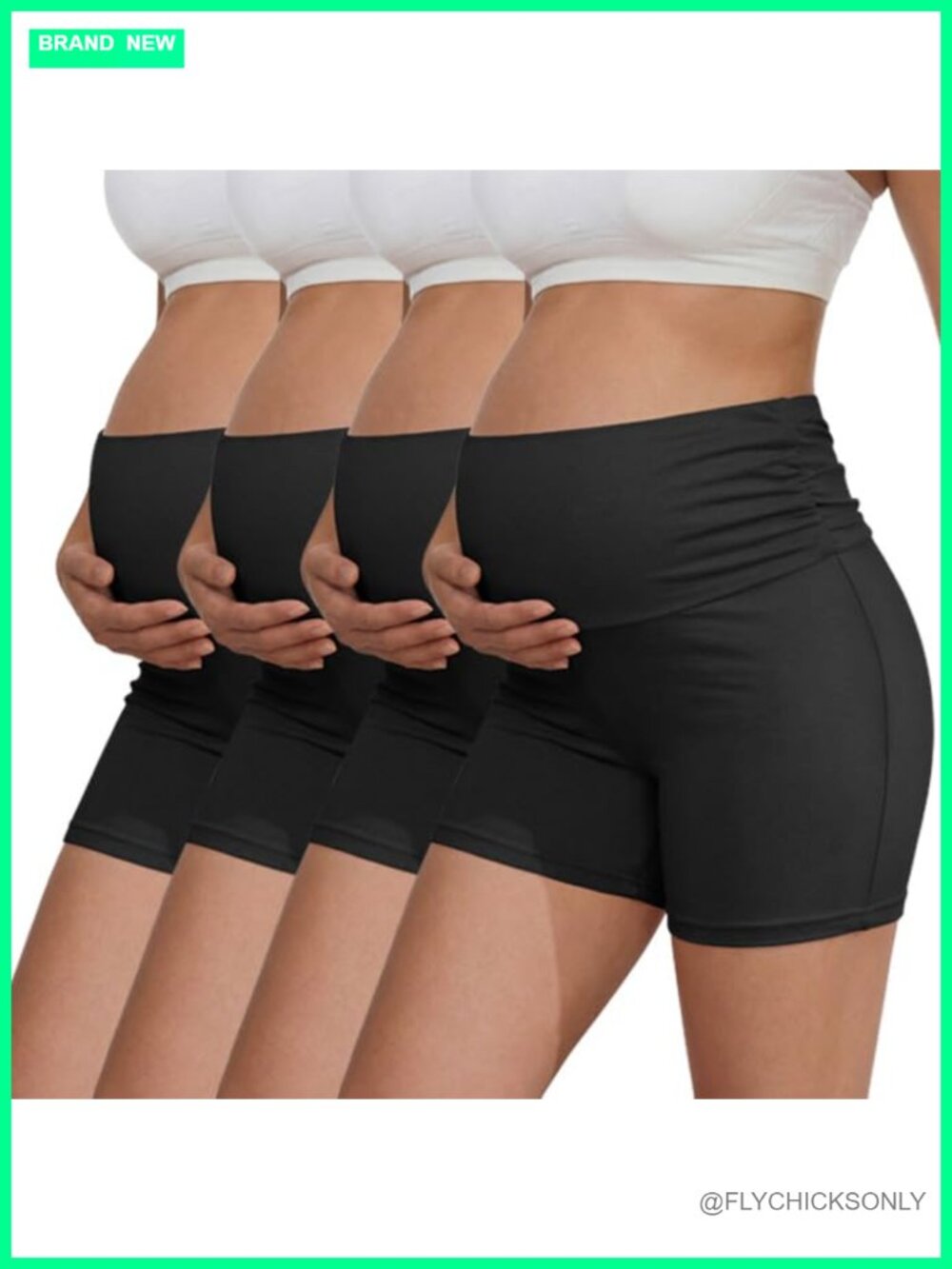 Maternity Biker Shorts Over Belly Ruched Waist Athletic Pregnancy Shorts